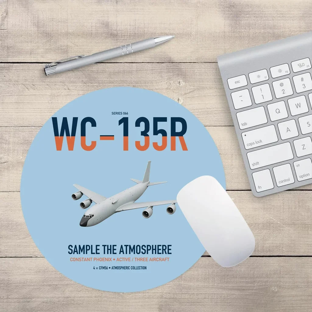 WC-135R Constant Phoenix design on light blue round mouse pad
