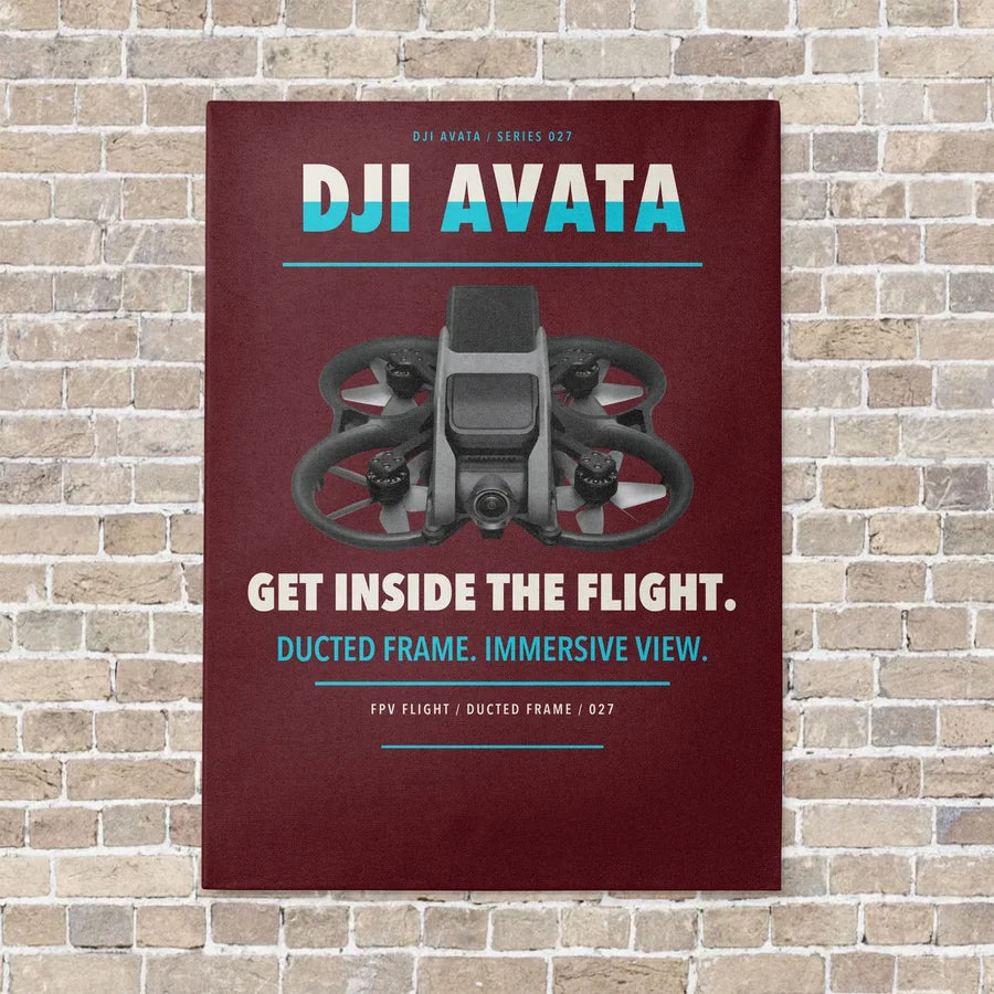 DJI Avata vertical canvas print - no frame - dark red background