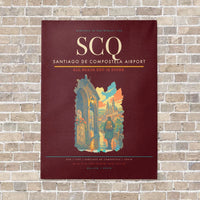 Thumbnail for Santiago de Compostela Airport SCQ vertical canvas print - no frame - dark red background
