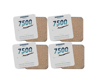 Thumbnail for Bombardier Global 7500 design on light gray 4 pieces set coaster