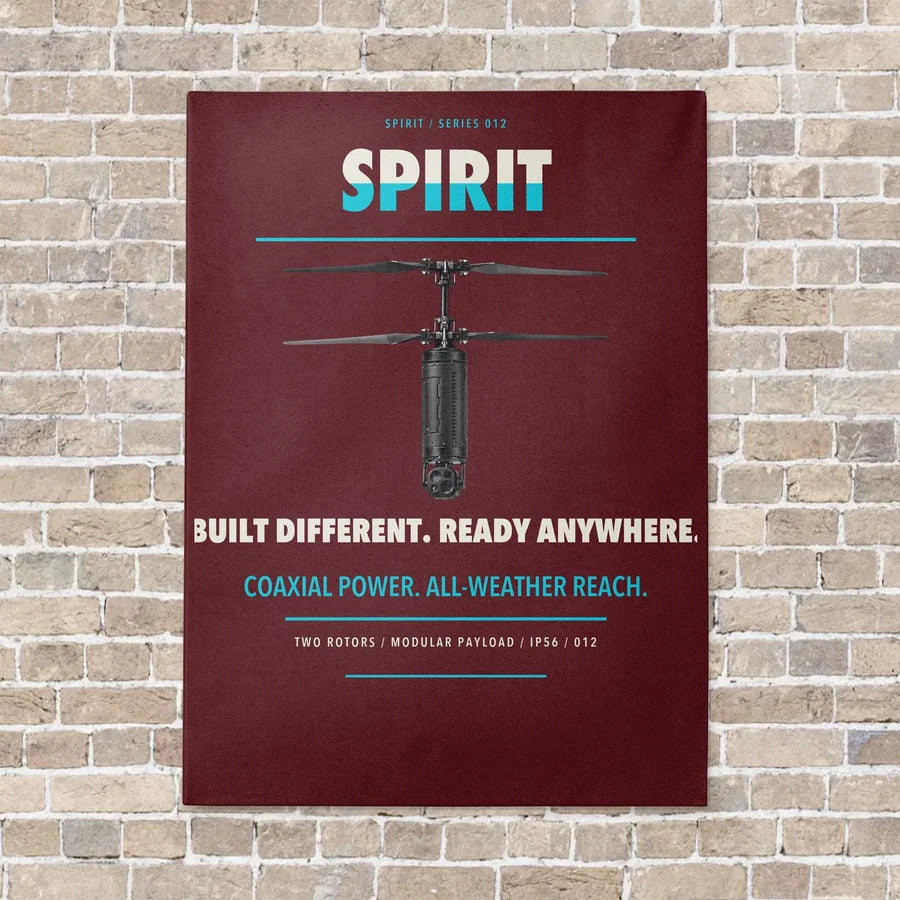 Ascent AeroSystems Spirit vertical canvas print - no frame - dark red background