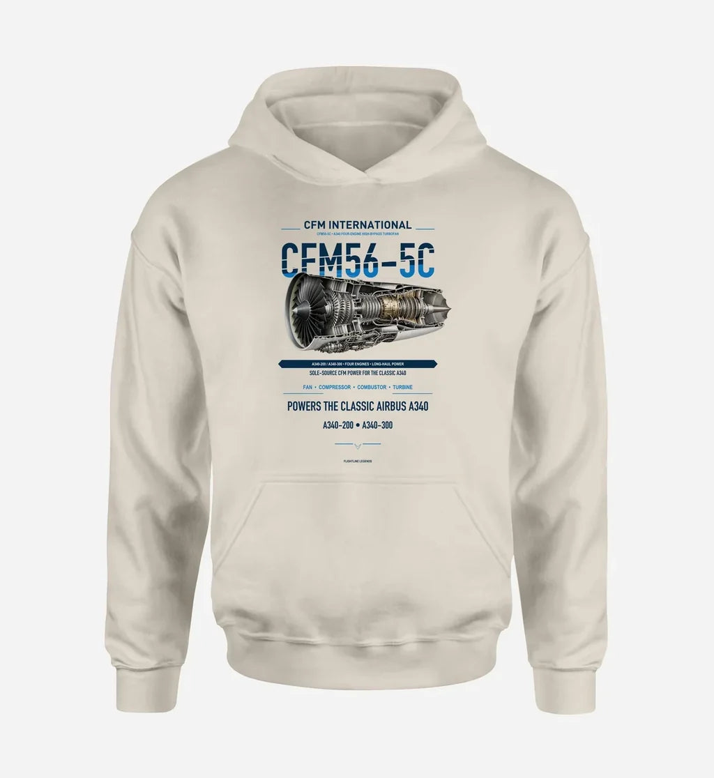 CFM56-5C design on khaki hoodie single side