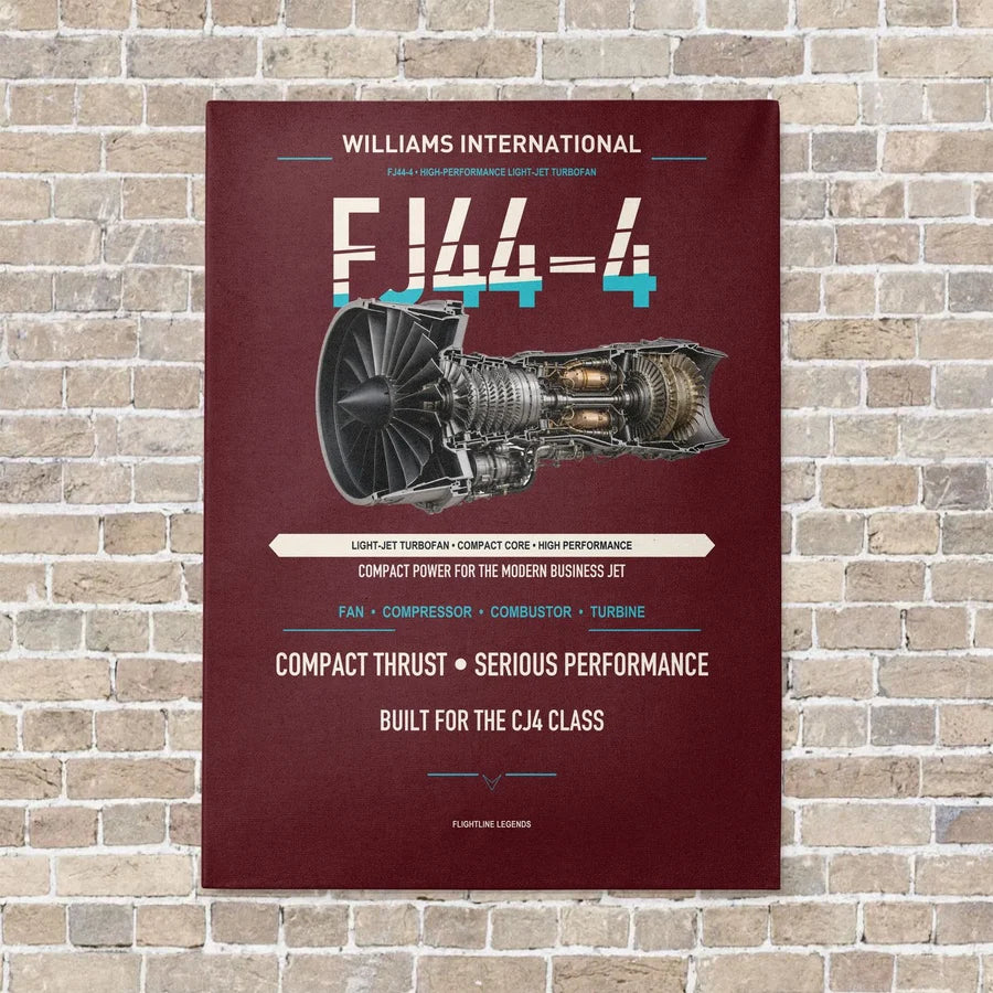 FJ44-4 vertical canvas print - no frame - dark red background