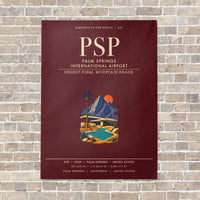 Thumbnail for Palm Springs International Airport PSP vertical canvas print - no frame - dark red background