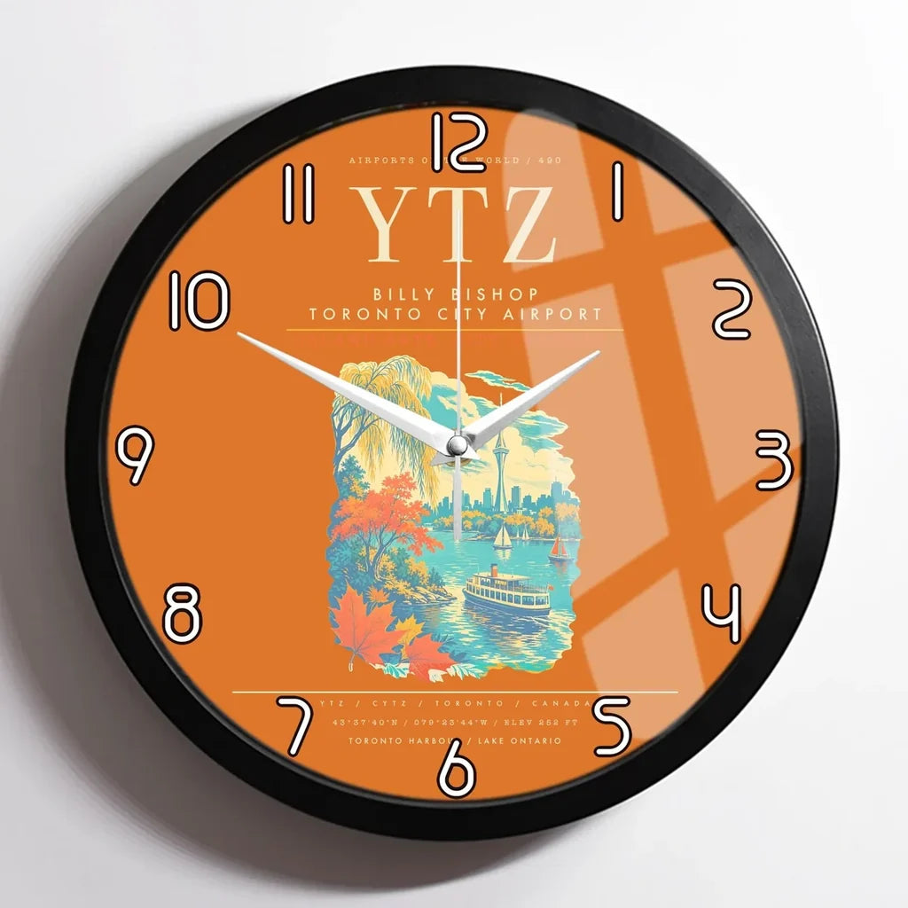 Billy Bishop Toronto City Airport YTZ Wall-Clock Framed - Orange