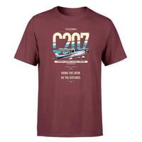 Thumbnail for Cessna T207A Stationair 8 design on dark red t-shirt, single-side print