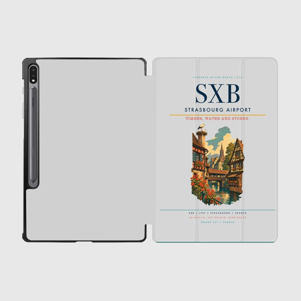 Strasbourg Airport (SXB) design on light gray samsung tablet tablet case