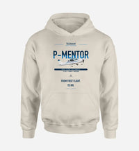 Thumbnail for Tecnam P-Mentor design on khaki double-side hoodie, single-side print