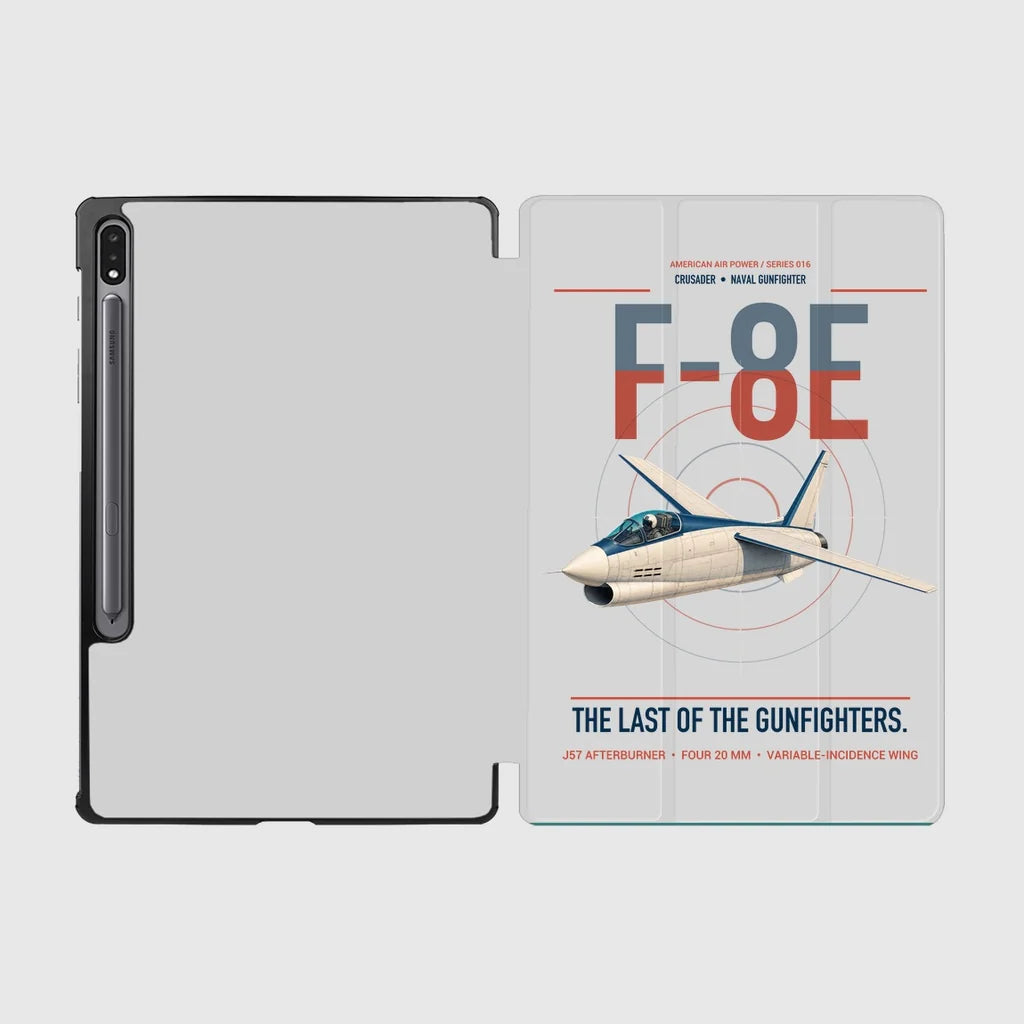 F-8E Crusader design on light gray samsung tablet tablet case