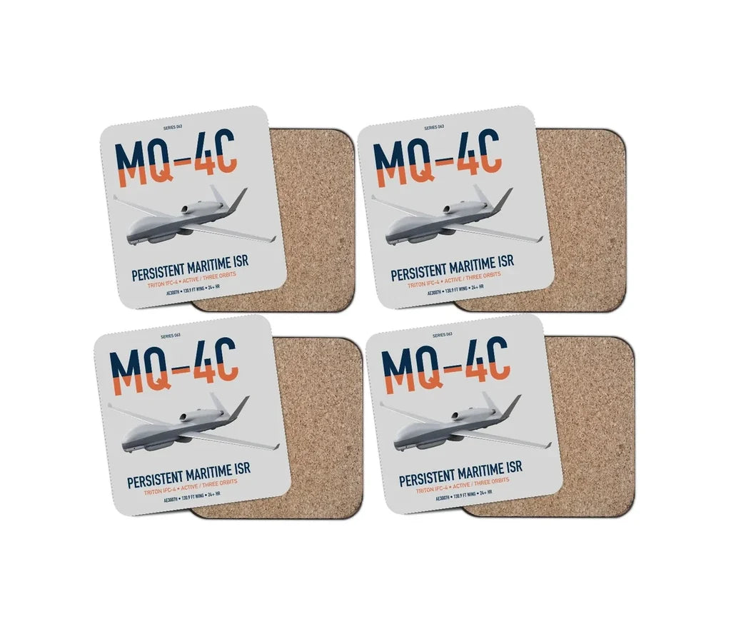 MQ-4C Triton IFC-4 design on light gray 4 pieces set coaster