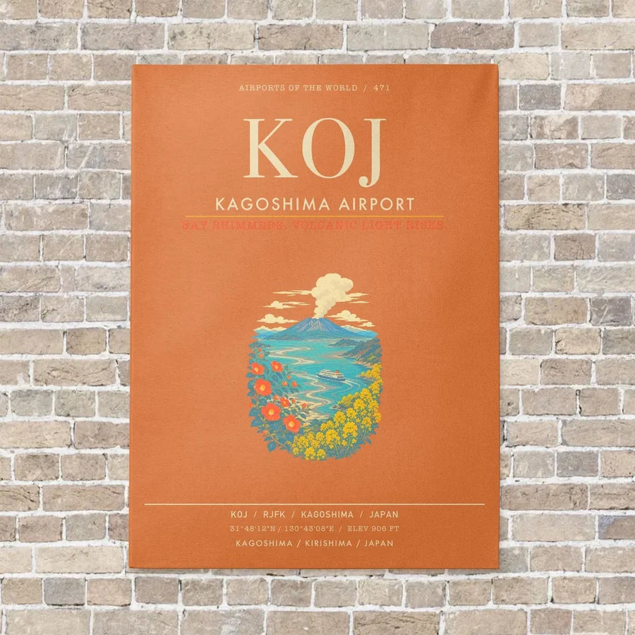 Kagoshima Airport KOJ - Canvas Framed - Orange