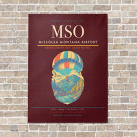 Thumbnail for Missoula Montana Airport MSO vertical canvas print - no frame - dark red background