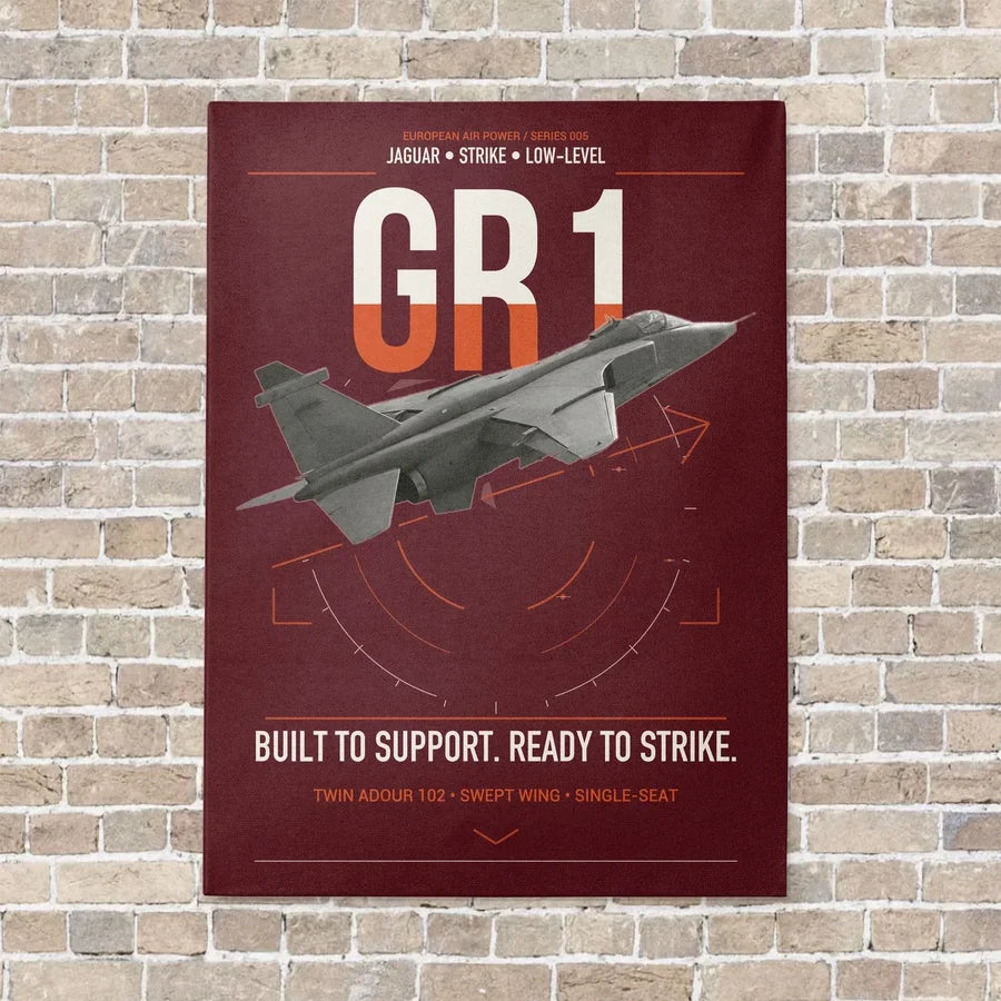 SEPECAT Jaguar GR1 vertical canvas print - no frame - dark red background