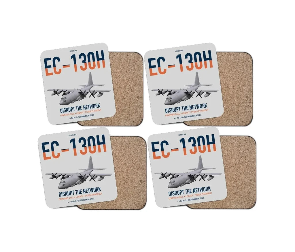 EC-130H Compass Call design on light gray 4 pieces set coaster