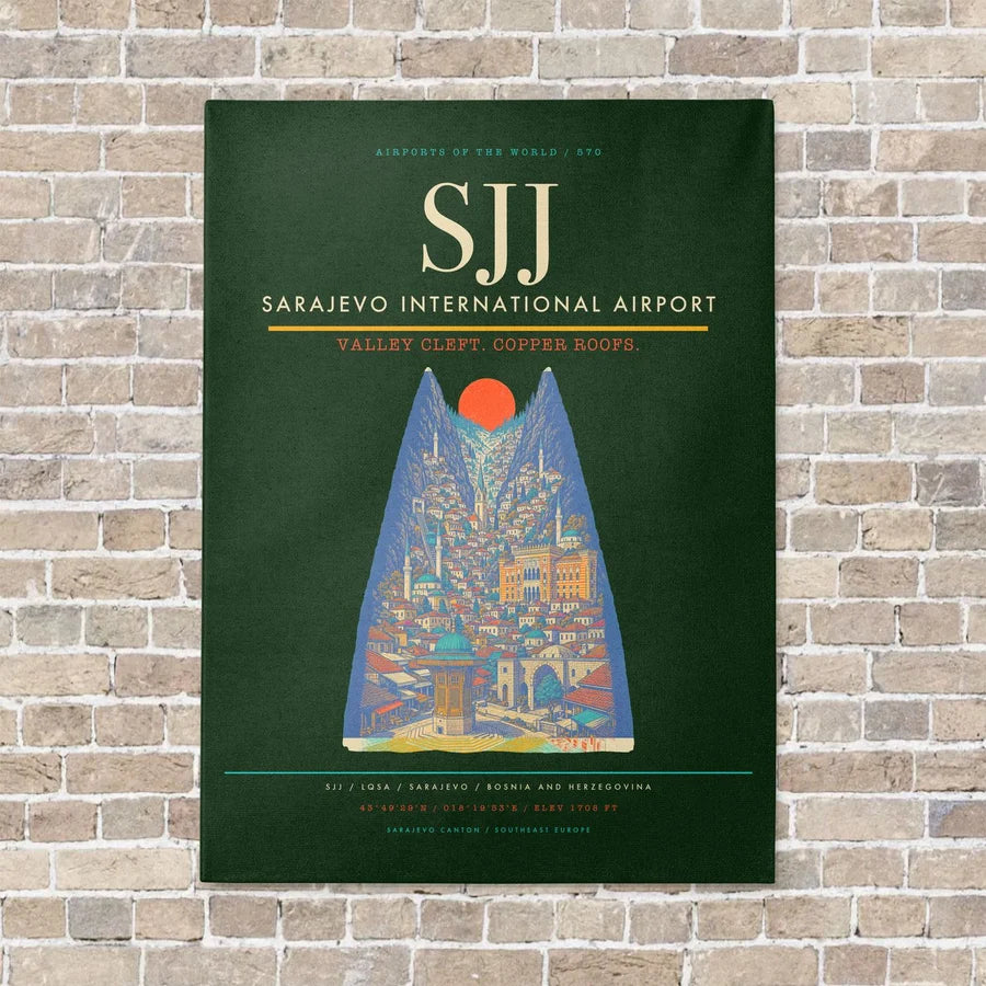 Sarajevo International Airport SJJ - Canvas No Frame - Dark Green