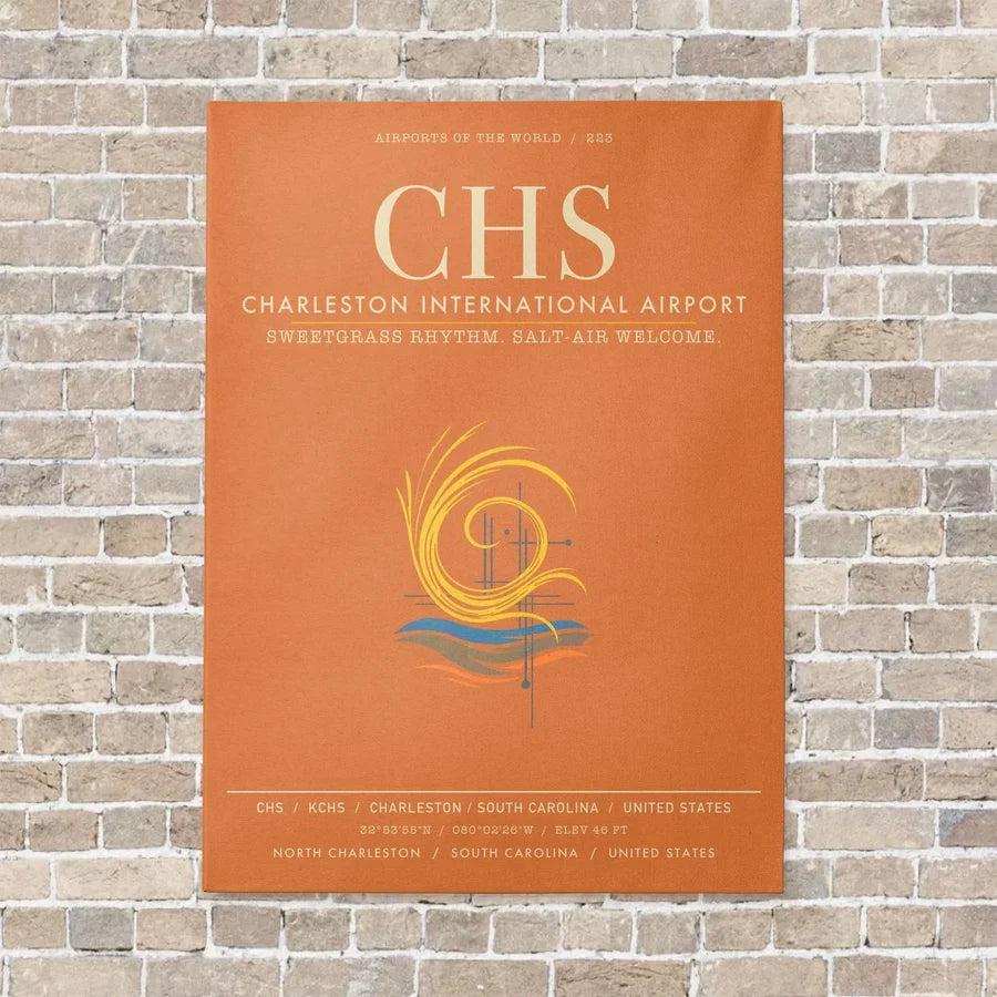 Charleston International Airport CHS - Canvas Framed - Orange