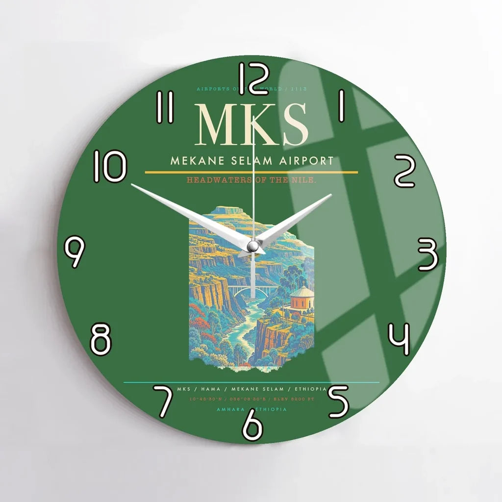 Mekane Selam Airport MKS Wall-Clock No-Frame - Green
