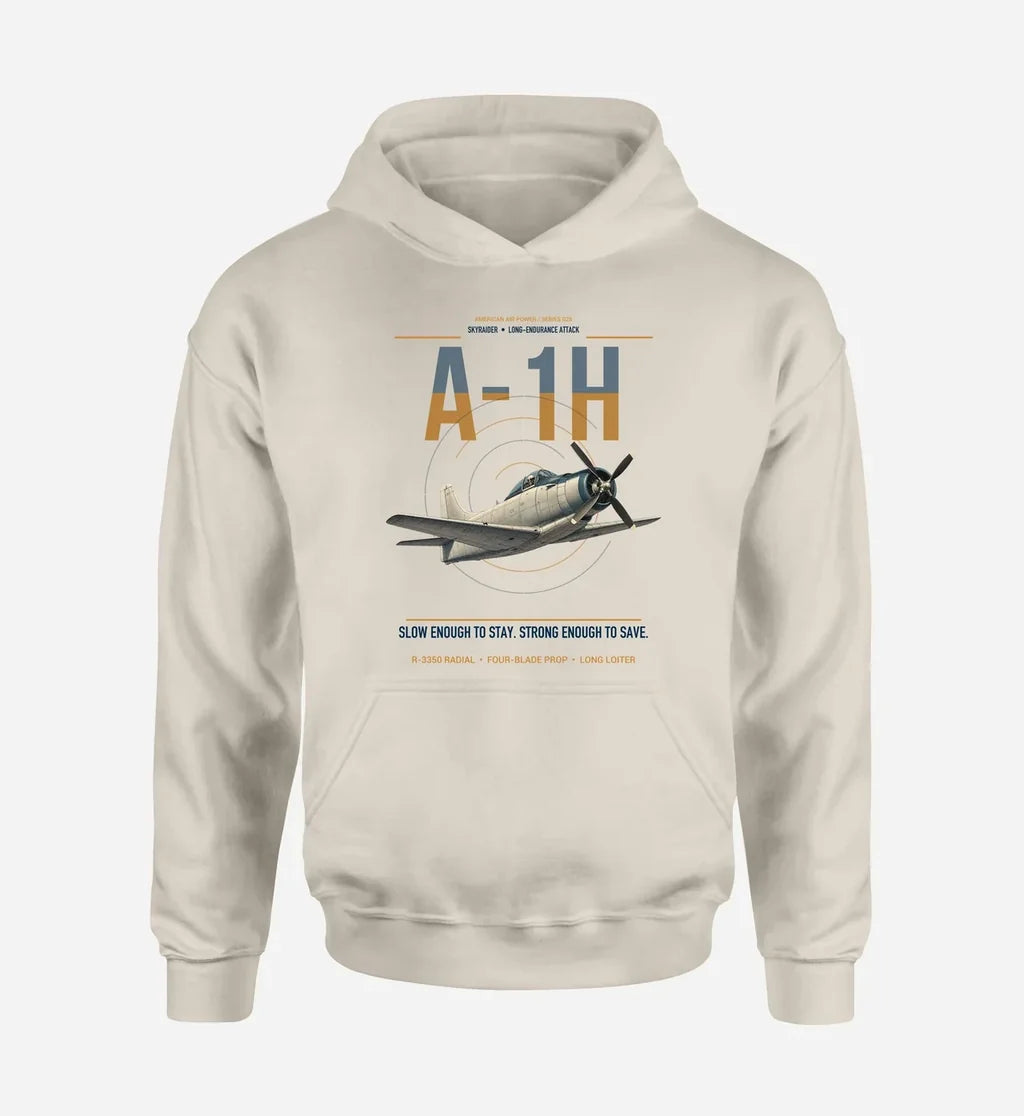 A-1H Skyraider design on khaki double-side hoodie