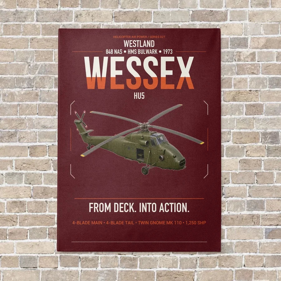 Westland Wessex HU5 vertical canvas print - no frame - dark red background