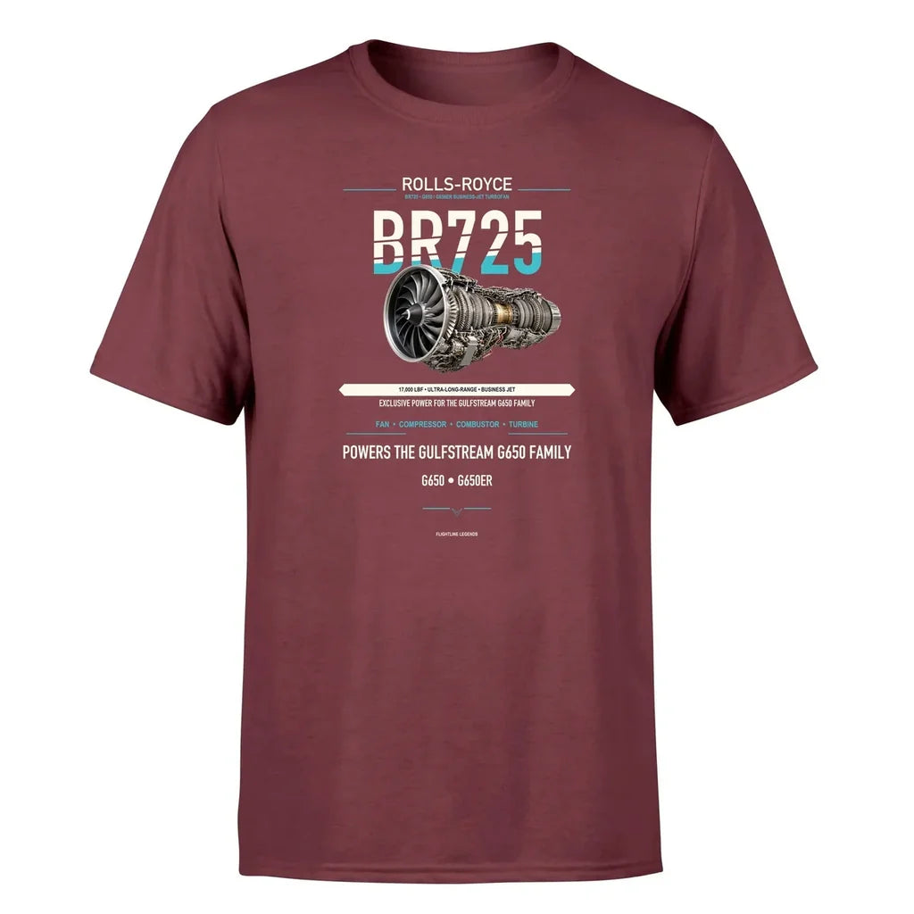 BR725 design on dark red single side