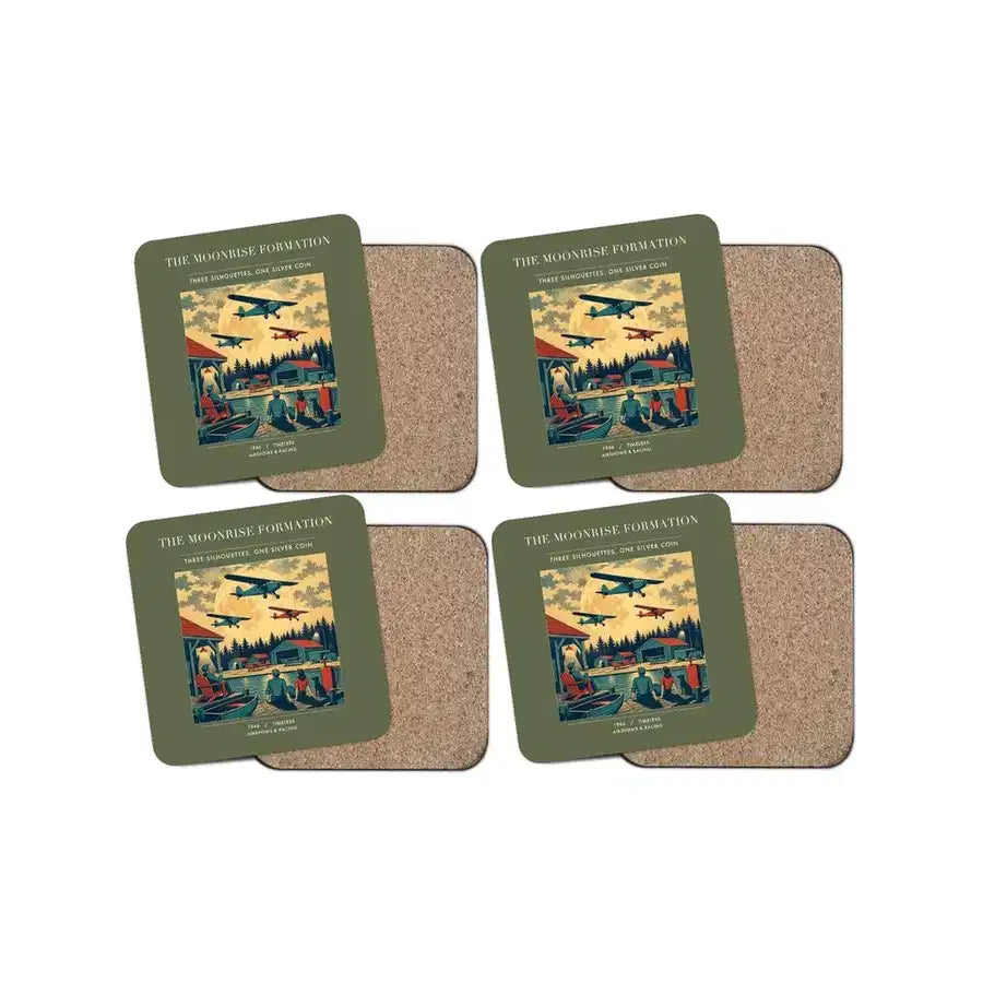 The Moonrise Formation - Designed Coasters design on green army 4-pieces-set