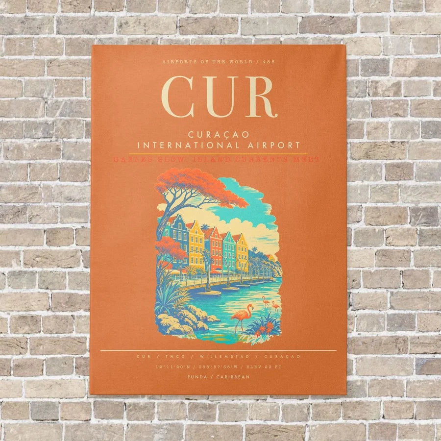 Curacao International Airport CUR - Canvas Framed - Orange