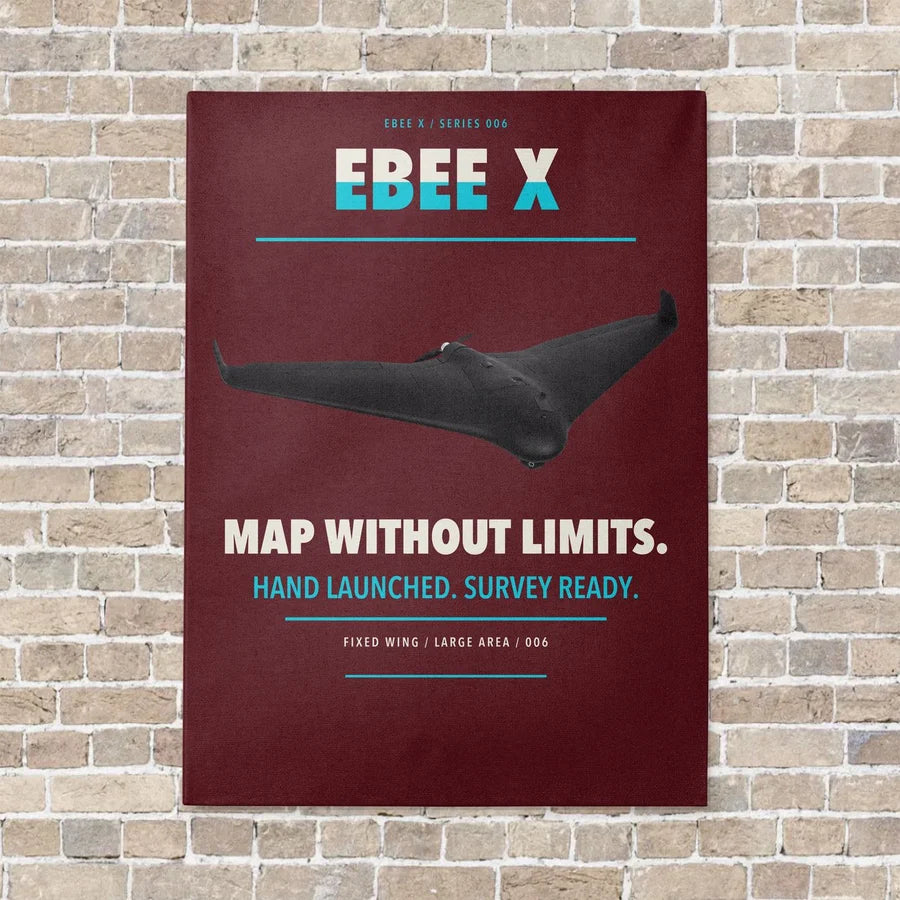 AgEagle eBee X vertical canvas print - no frame - dark red background