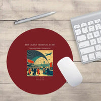 Thumbnail for VINTAGE G4300 - The Grand Terminal Echo - Designed Mouse Pads design on darkred round