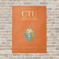 Thumbnail for Chengdu Shuangliu International Airport CTU - Canvas Framed - Orange