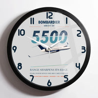 Thumbnail for Bombardier Global 5500 design on light gray framed wall clock
