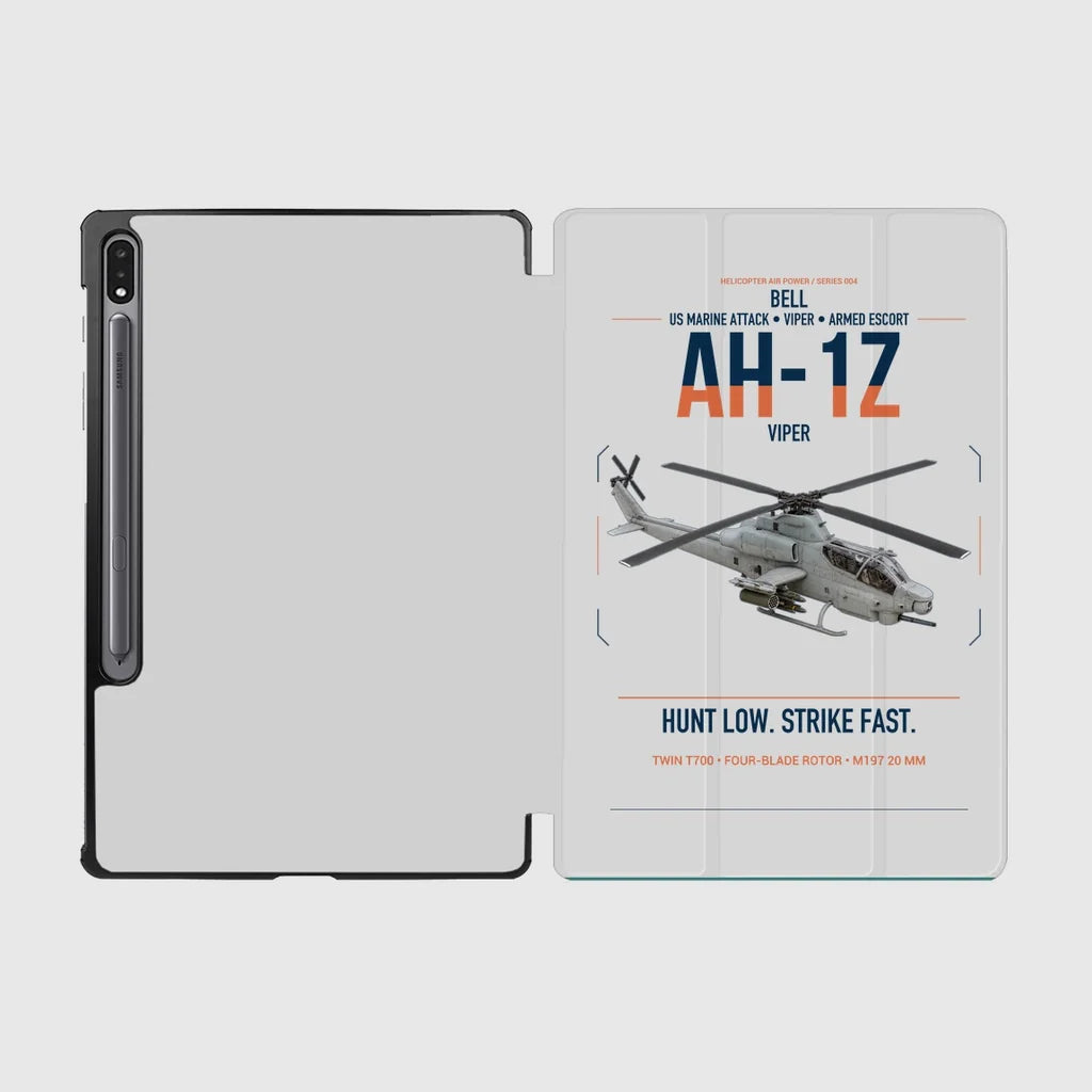 Bell AH-1Z Viper design on light gray samsung tablet tablet case