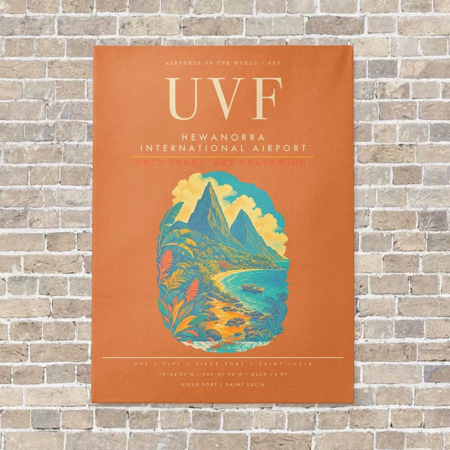 Hewanorra International Airport UVF - Canvas Framed - Orange