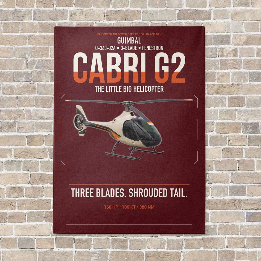 Guimbal Cabri G2 vertical canvas print - no frame - dark red background