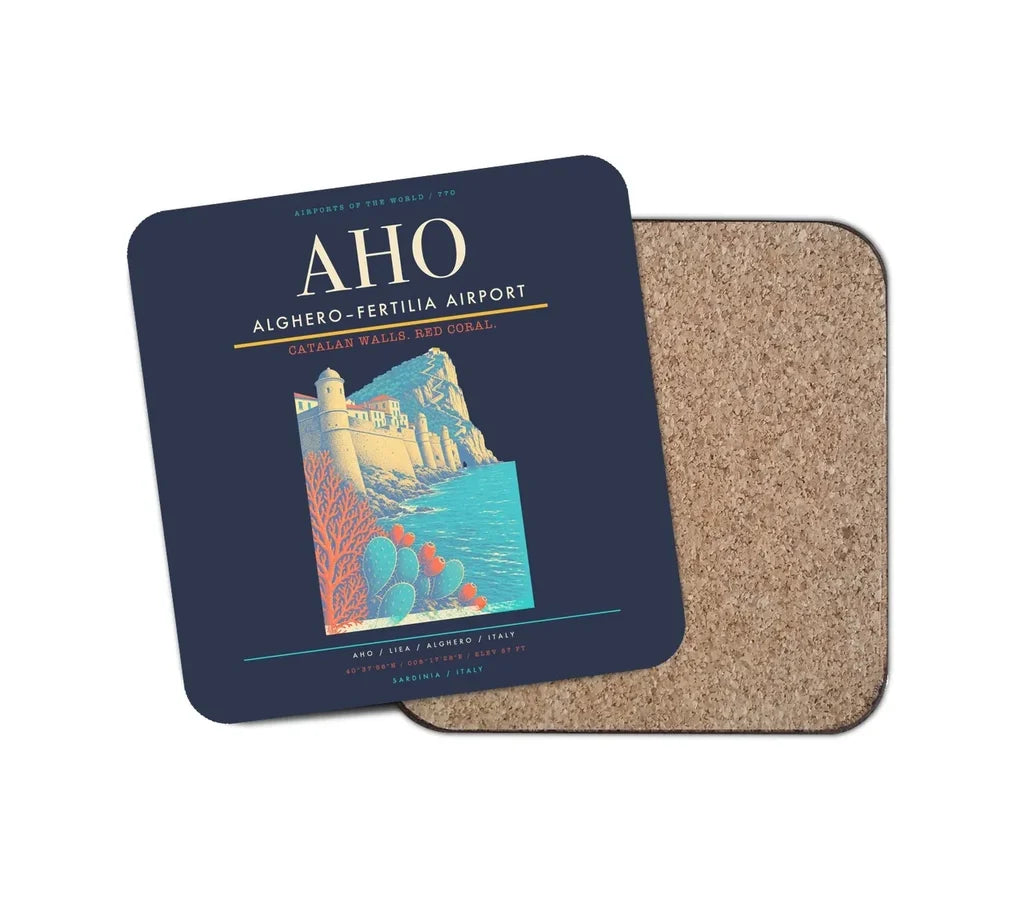 AlgheroFertilia Airport AHO Coaster 1-Piece - Navy Blue