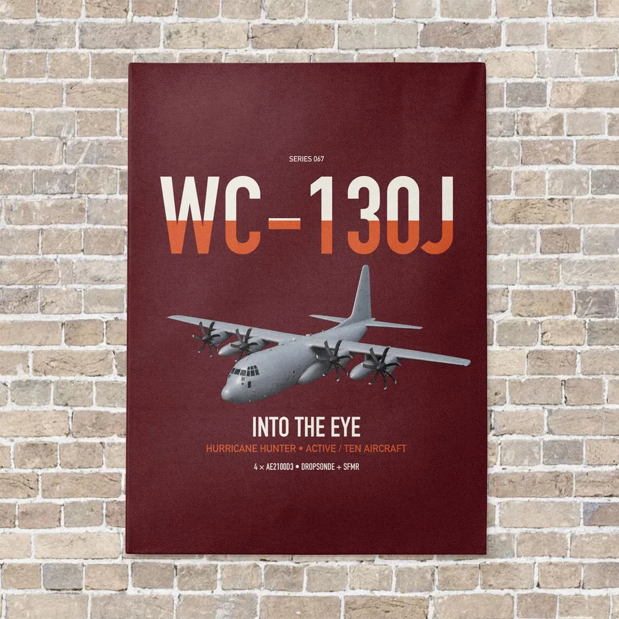 WC-130J Hurricane Hunter vertical canvas print - no frame - dark red background