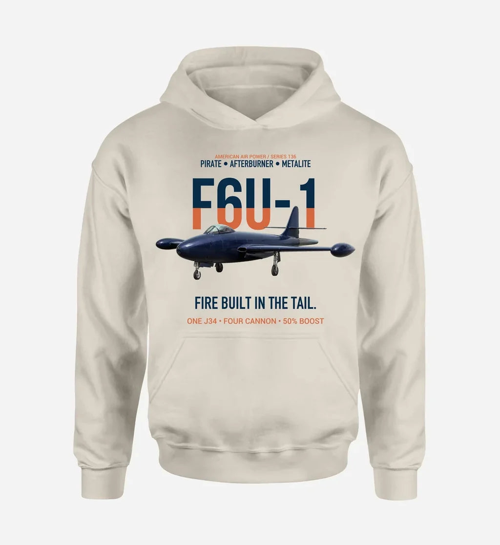 F6U-1 PIRATE design on khaki hoodie single side