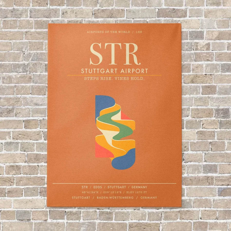 Stuttgart Airport STR - Canvas Framed - Orange