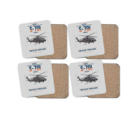 Thumbnail for Sikorsky S-70i FIREHAWK design on light gray 4 pieces set coaster