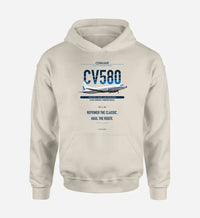 Thumbnail for Convair 580 design on khaki hoodie single side
