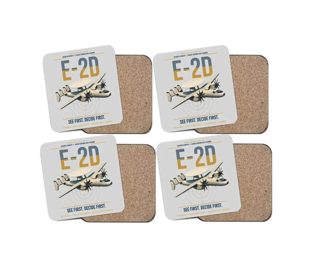 E-2D Advanced Hawkeye design on light gray 4 pieces set coaster