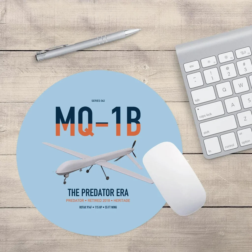 MQ-1B Predator design on light blue round mouse pad
