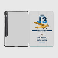 Thumbnail for Piper J-3 Cub design on light gray samsung tablet tablet case
