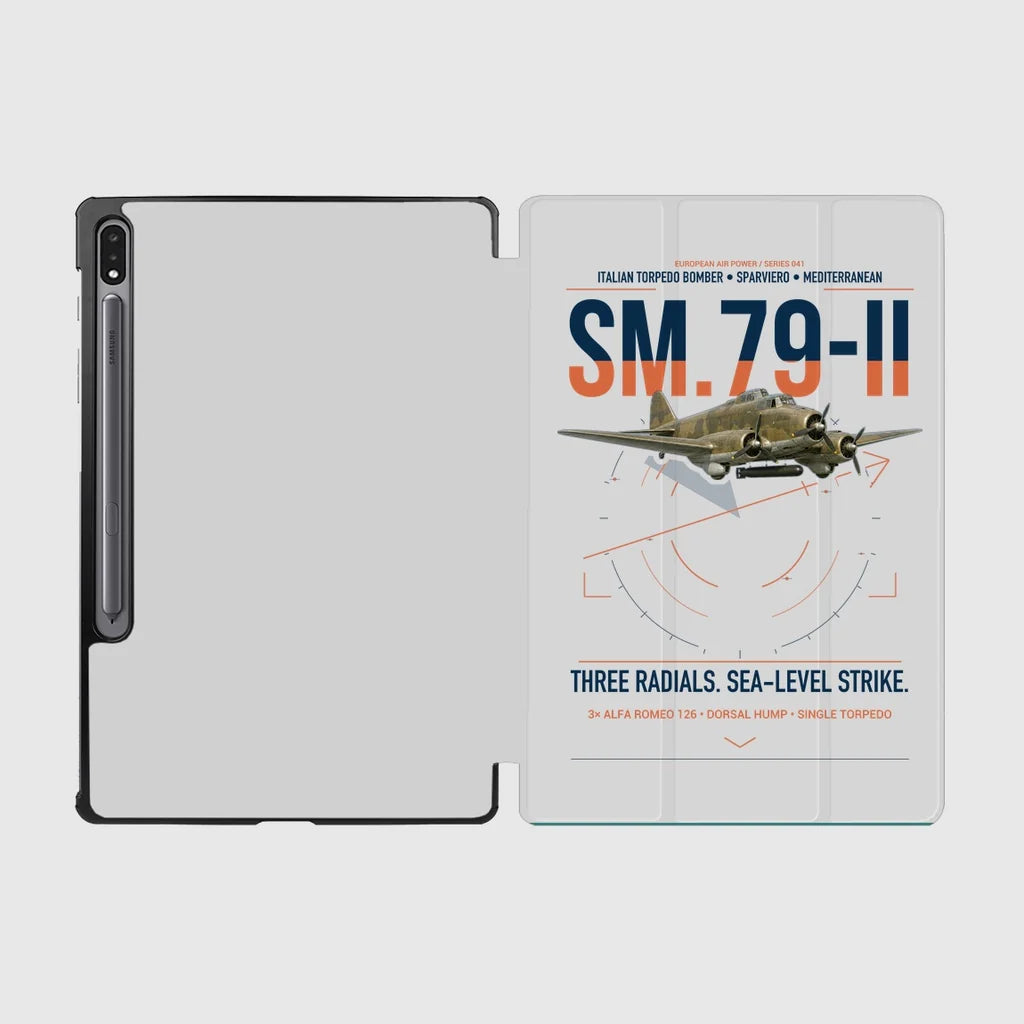 Savoia-Marchetti SM.79-II Sparviero design on light gray samsung tablet tablet case