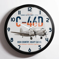 Thumbnail for C-46D Commando design on light gray framed wall clock