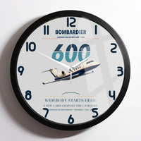 Thumbnail for Bombardier Challenger 600 design on light gray framed wall clock