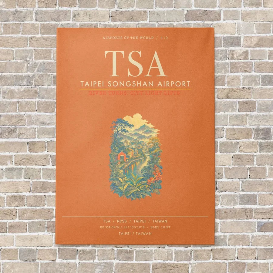 Taipei Songshan Airport TSA - Canvas Framed - Orange