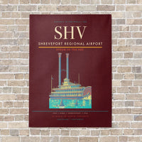 Thumbnail for Shreveport Regional Airport SHV vertical canvas print - no frame - dark red background