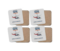 Thumbnail for Turkish Aerospace T625 Gökbey design on light gray 4 pieces set coaster