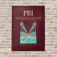 Thumbnail for Palm Beach International Airport PBI vertical canvas print - no frame - dark red background