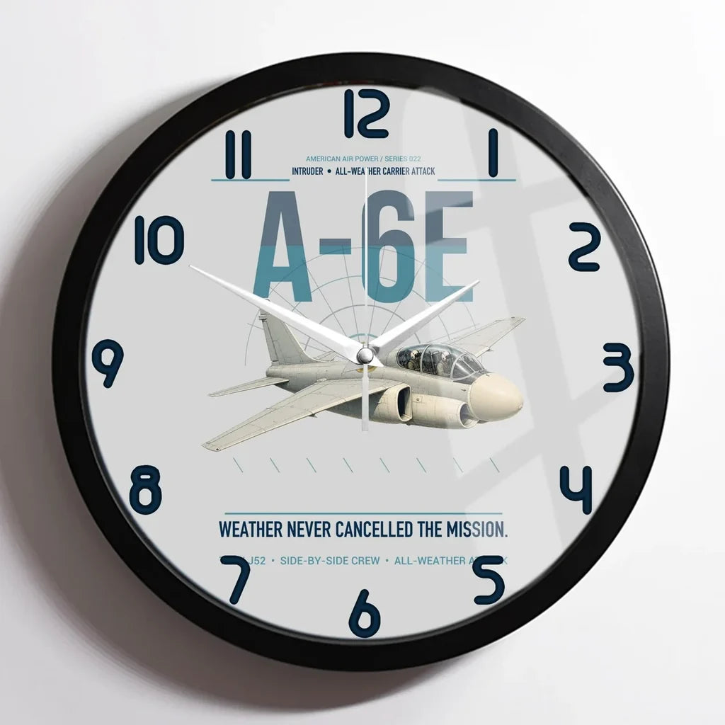 A-6E Intruder design on light gray framed wall clock